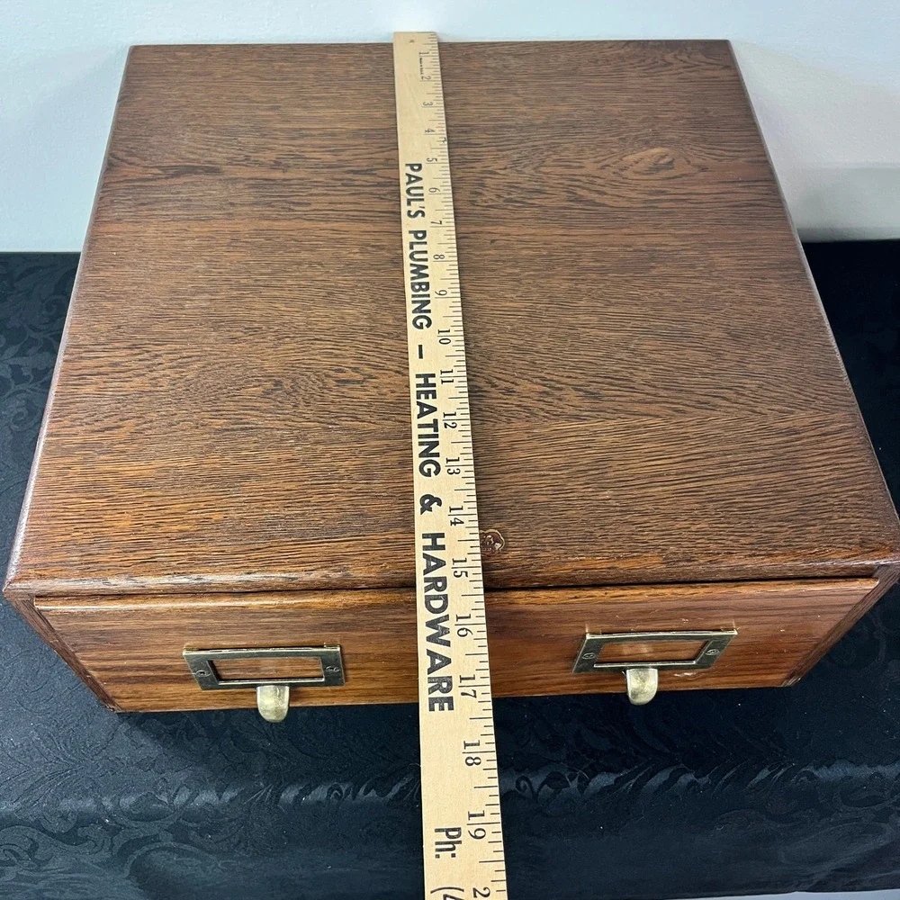 Antique Weis Oak 2 Drawer Card Catalog Desktop File Cabinet Library Storage Box